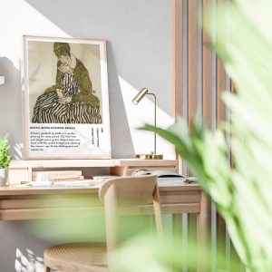 Egon Schiele Edith With Striped Dress wall art prints