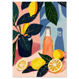 Summer Citrus Delight Floral large wall art