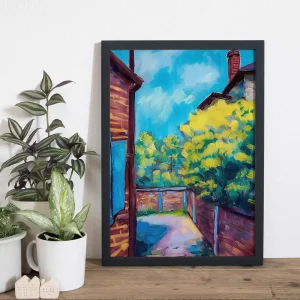 Sunlit Suburban Lane Landscape wall art prints
