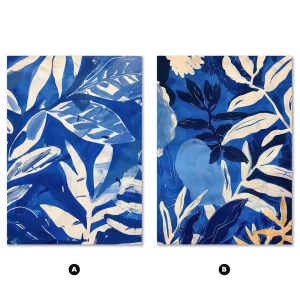 Indigo Botanical Duo Leaf large wall art