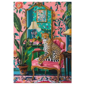 Exotic Leopard Lounge Floral large wall art