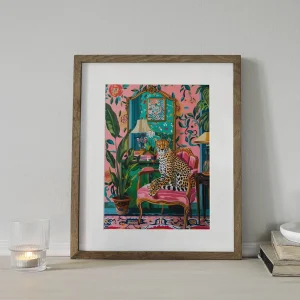 Exotic Leopard Lounge Floral wall art prints