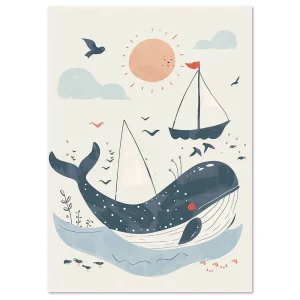 Whale's Sunny Adventure Kids large wall art