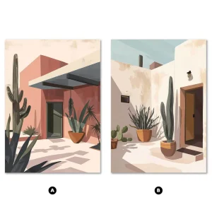 Mediterranean Courtyard Duo Coastal large wall art