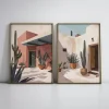 Mediterranean Courtyard Duo Coastal wall art prints