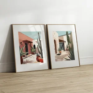 Mediterranean Serenity Duo Coastal wall art prints