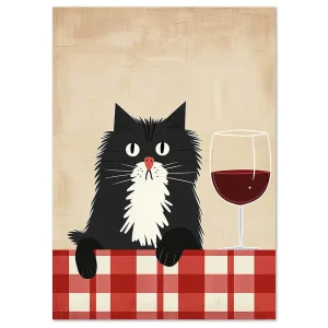 Paws and Pinot Cartoon large wall art