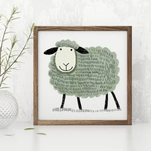 Cheerful Lamb's Greeting Kids wall art prints