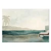 Serene Poolside Retreat Palm Tree large wall art