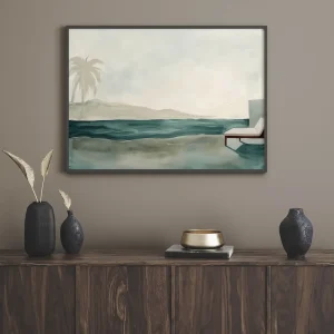 Serene Poolside Retreat Palm Tree wall art prints