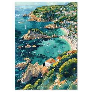 Mediterranean Coastal Bliss Beach large wall art