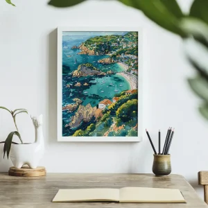 Mediterranean Coastal Bliss Beach wall art prints