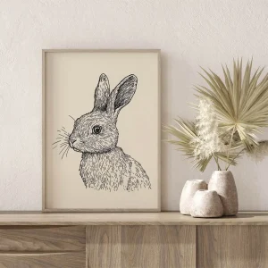 Gentle Rabbit's Gaze Line wall art prints
