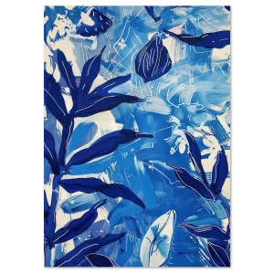 Indigo Flora Dance Leaf large wall art
