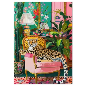 Majestic Leopard's Lounge Floral large wall art