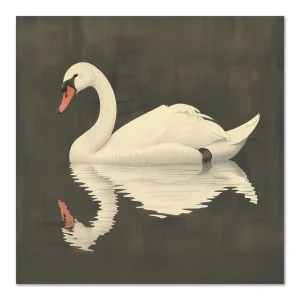 Graceful Swan's Reflection Animal large wall art