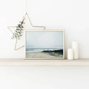 Misty Shoreline Calm Beach wall art prints