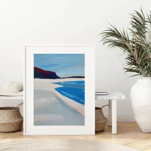 Crimson Cliffs by the Shore Beach wall art prints