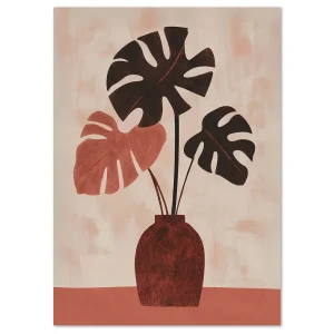 Terracotta Monstera Muse Leaf large wall art
