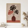 Terracotta Monstera Muse Leaf wall art prints