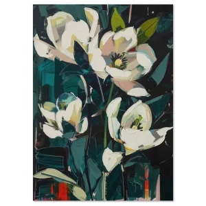 Blossoms in Emerald Night Floral large wall art