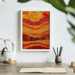 Radiant Desert Sunrise Aboriginal wall art prints