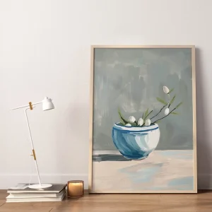 Quiet Blossoms in Blue Floral wall art prints