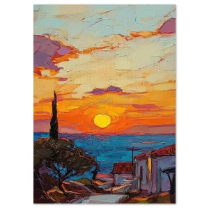 Sunset on the Mediterranean Coastal large wall art