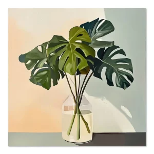 Monstera in Glass Light Leaf large wall art