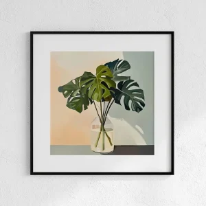 Monstera in Glass Light Leaf wall art prints