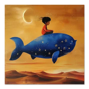 Starry Whale Journey Kids large wall art