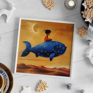 Starry Whale Journey Kids wall art prints