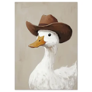 Cowboy Quack Charm Cartoon large wall art