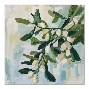 Budding Elegance in Teal Floral large wall art