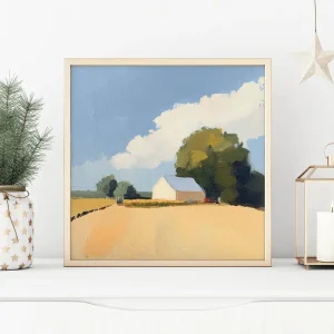Sunny Barn Retreat Landscape wall art prints