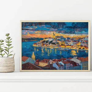 Twilight Over Lisbon Landmark wall art prints