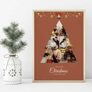 christmas tree photo collage close up view