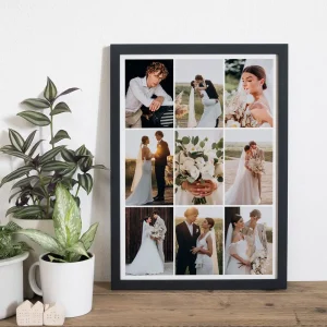wedding photo collage close up view