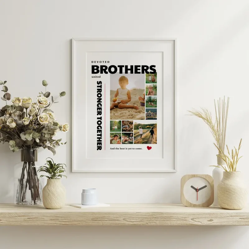 brothers photo collage close up view