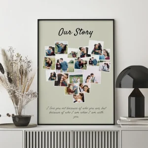 love story photo collage close up view