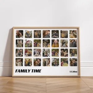 family time photo collage close up view