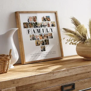 family love heart photo collage side view