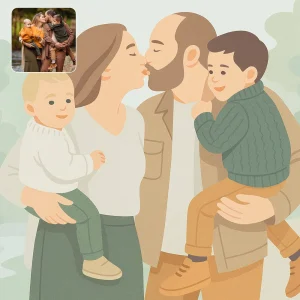 Creates custom portrait illustrations from your own photos, serving as the best gift to commemorate grandparents, family, and friends.
