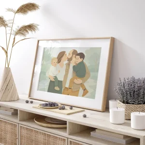 Custom portrait illustration from family photo P9