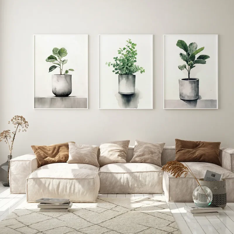 Botanical Trio Leaf wall art prints