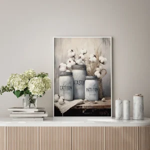 Vintage Cotton Leaf wall art prints