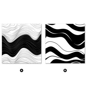 Monochrome Waves  Line large wall art