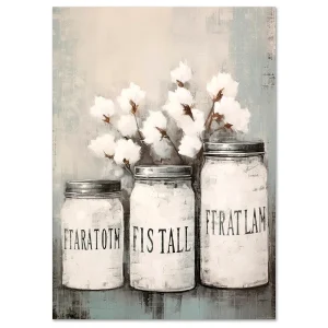 Vintage Jars Floral large wall art