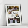 father and son photo collage close up view