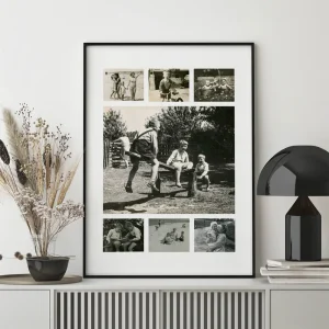 vintage memories photo collage close up view